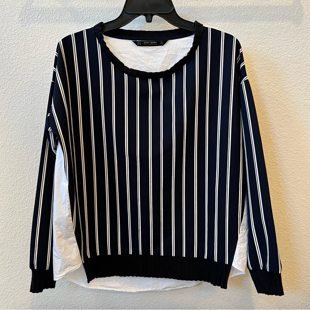 ZARA Combination Poplin Crewneck Top